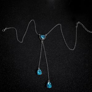 Water Drop Heart Pendant Rhinestone Necklace